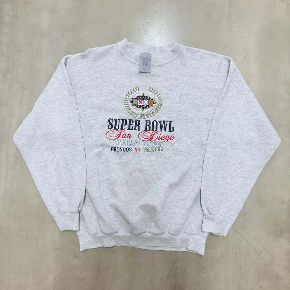 Vintage 1998 Super Bowl XXXII San Diego Broncos vs Packers Crewneck Sweatshirt